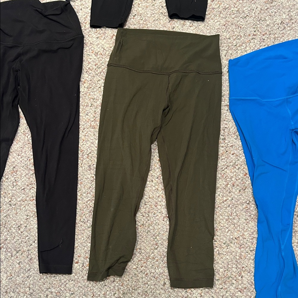 lululemon athletica Black, Olive, and Blue Leggings